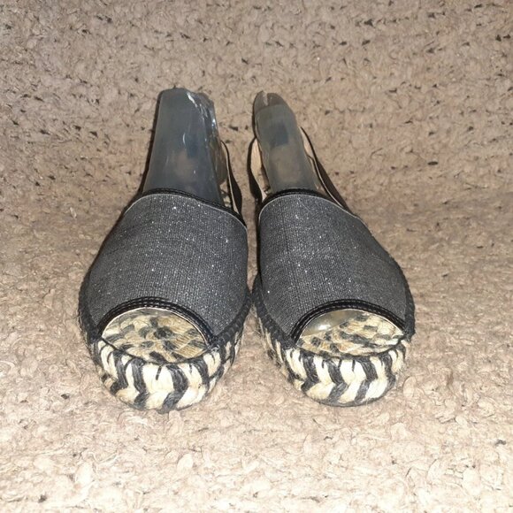 GAIMO-Black/Silver Flatform Espadrille Sandals-Anthropologie-Sz 39-Near Mint - Picture 3 of 6